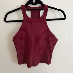 ALO Yoga Maroon Ribbed Crop Top
